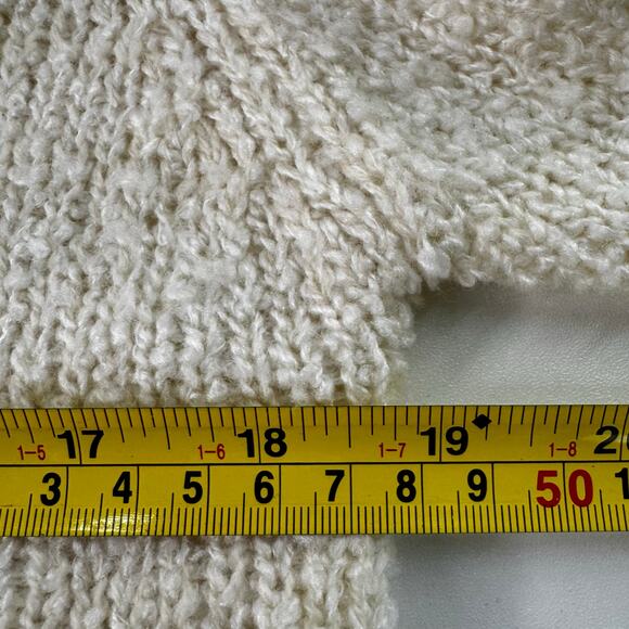 VTG Tanner Ivory Loose Knit Open Cardigan Sweater Wool Blend Women's Med 80s - Picture 2 of 6